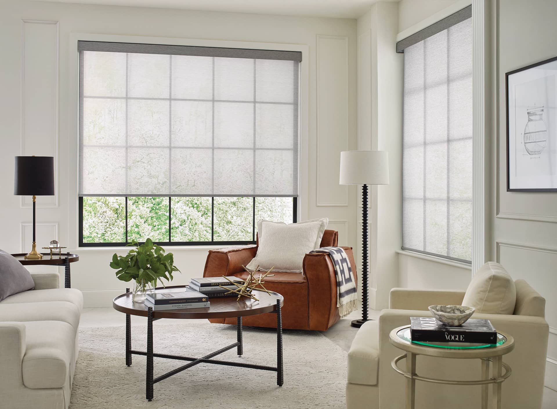 Designer Roller Shades — Living Room