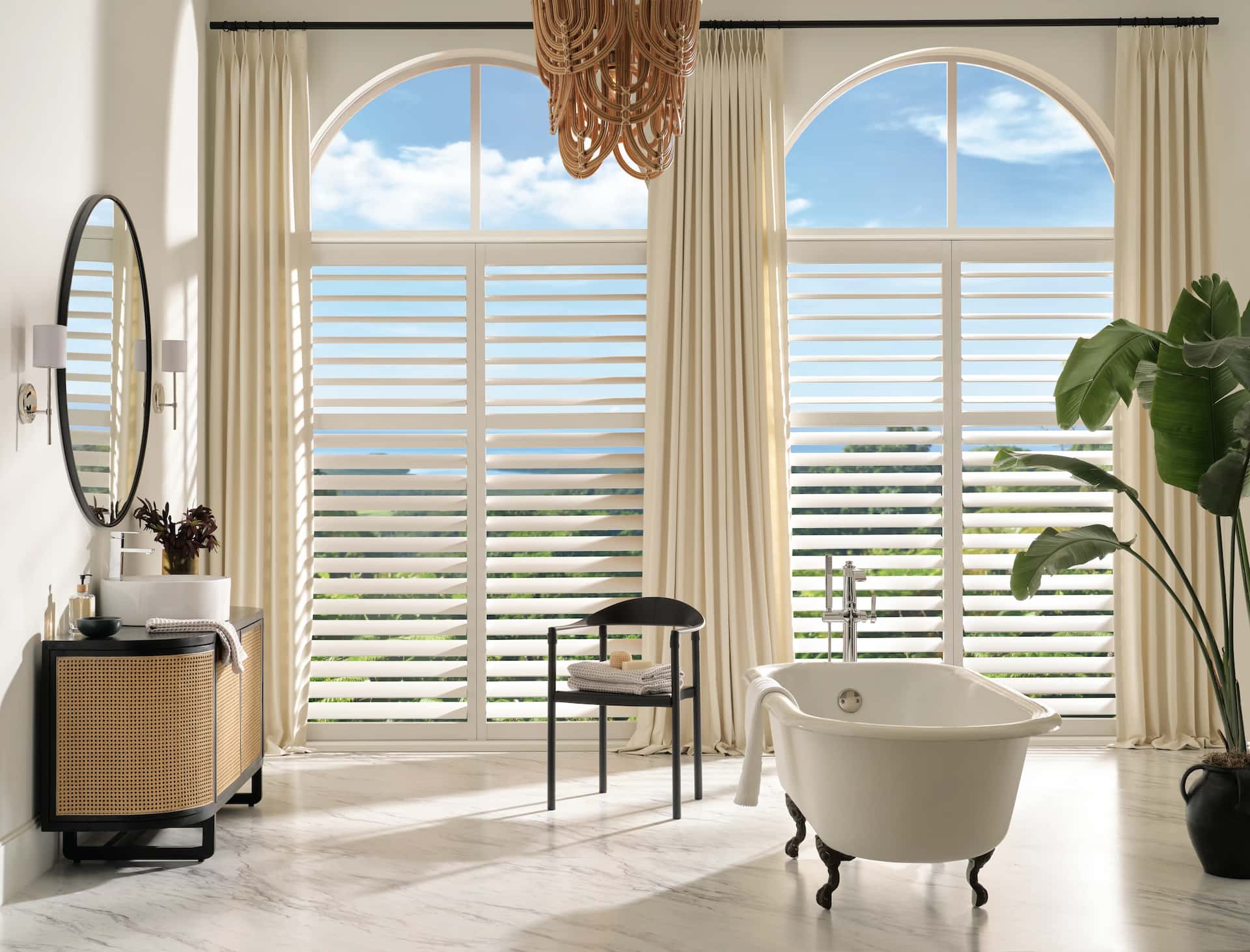 Palm Beach™ Polysatin Shutters — Living Room