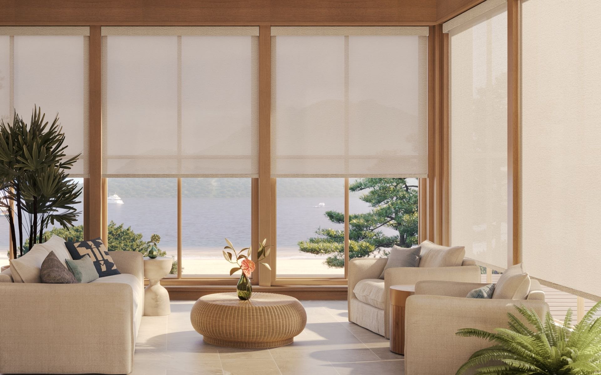 Designer Screen Solar Shades — Living Room