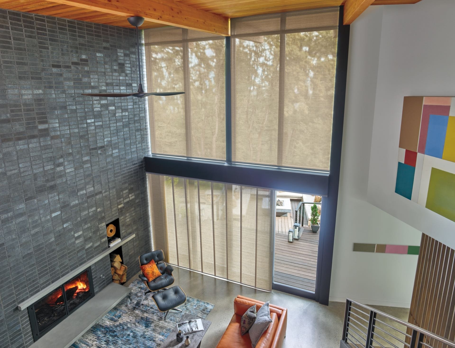 Designer Screen Solar Shades — Living Room