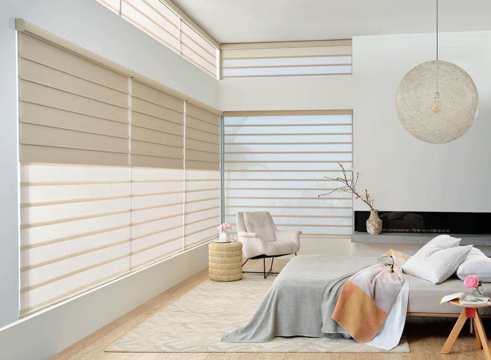 Vignette roman shades with DuoLite